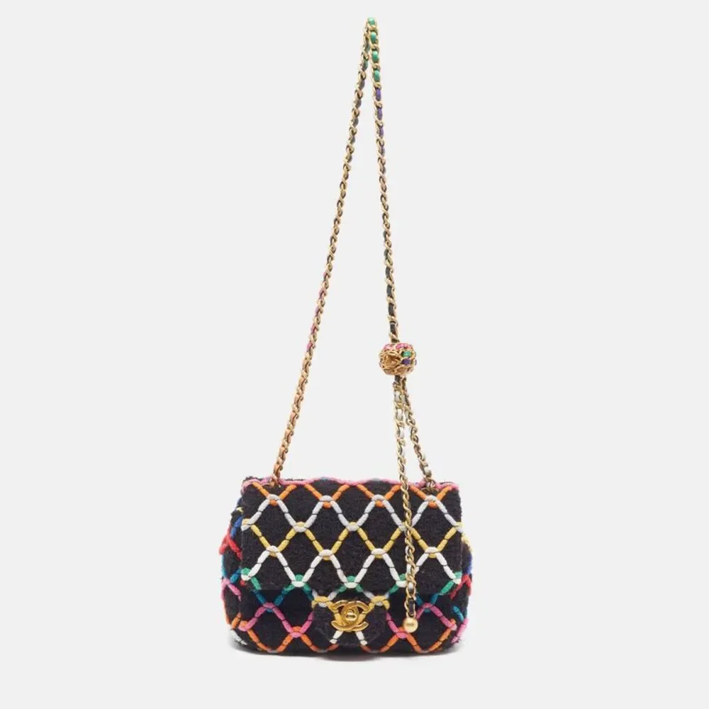 Chanel Pearl Crush Mini Multicolor Tweed Square Flap Bag - Picture 1 of 7